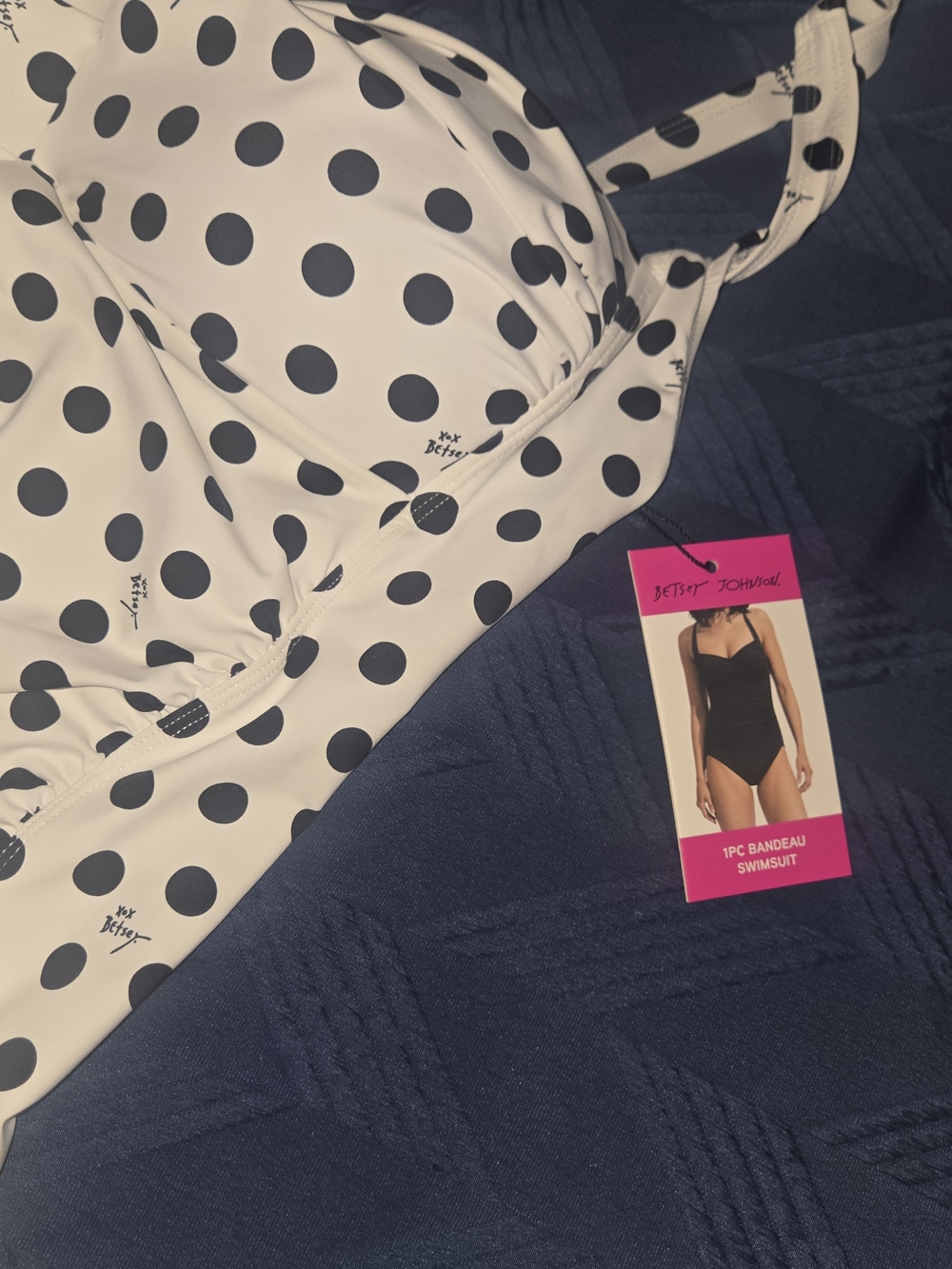 Betsey Johnson White and Black Polka Dot One-Piece Swimsuit - Picture 3 of 5
